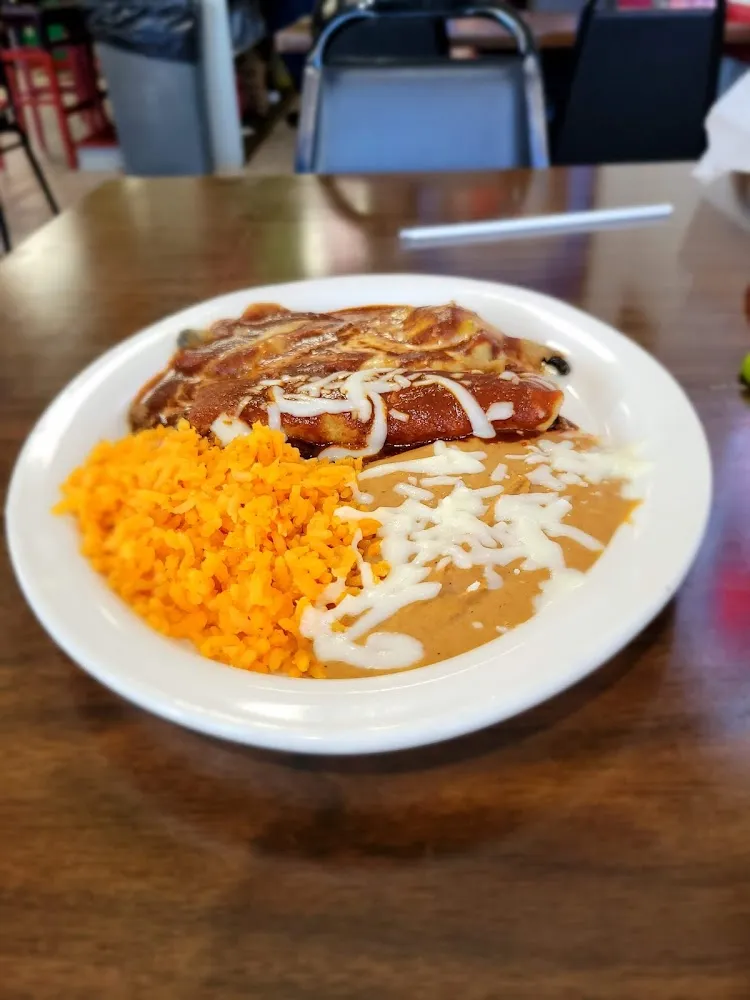 Enchilada Chili Relleno Rice and Beans